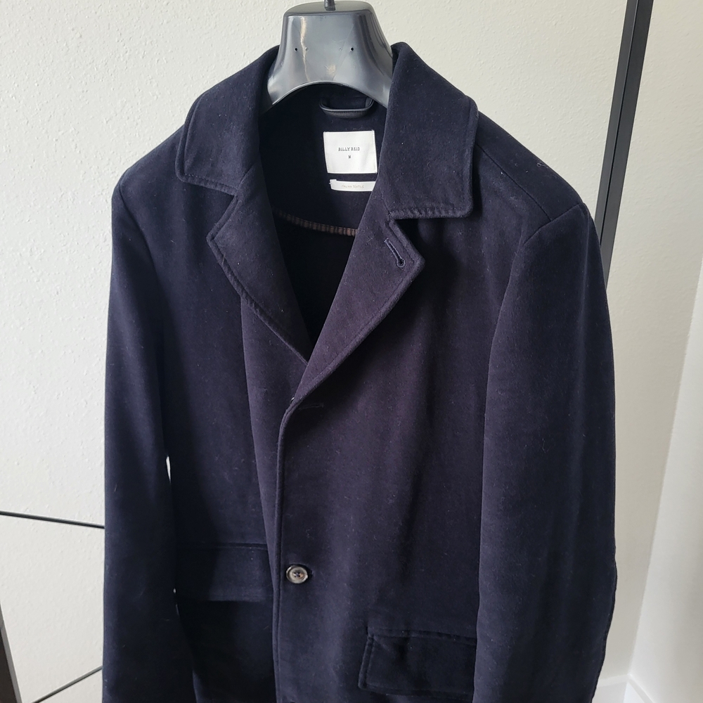Billy Reid Velvet Men's Navy Night Blue Pea Coat. Perfect For The Holidays - Picture 5 of 10